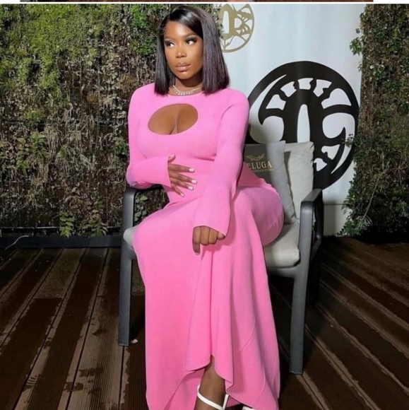 Zara * cut out knit dress pink maxi midi - Picture 2 of 12